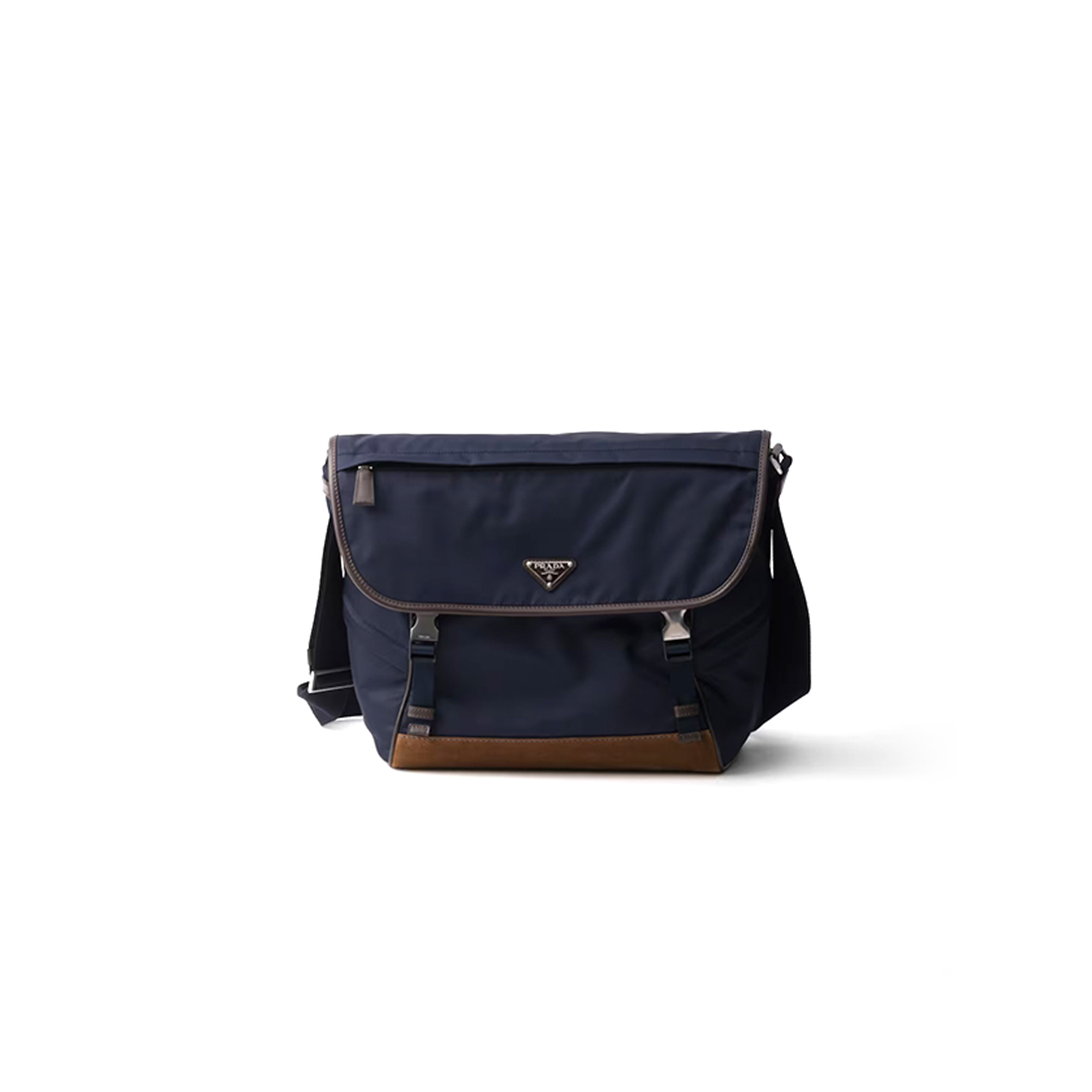 Pra*a large re-nylon and leather shoulder bag 2vd052 (34*29.5*14.5cm)